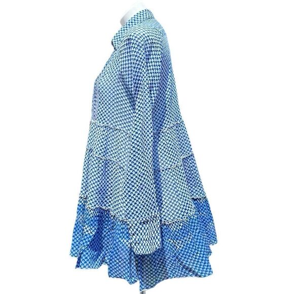 Free People Long Sleeve Tiered 3/4 Botton Down Blouse Size Medium - Picture 6 of 9